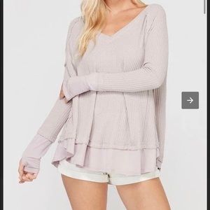 Free people long sleeved waffle knit shirt